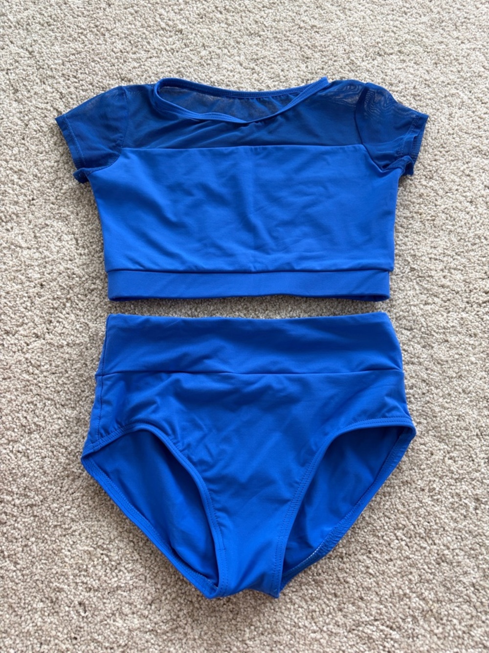 Girls Blue Dance Two-Piece Crop Top and High-Waist Bottom Set